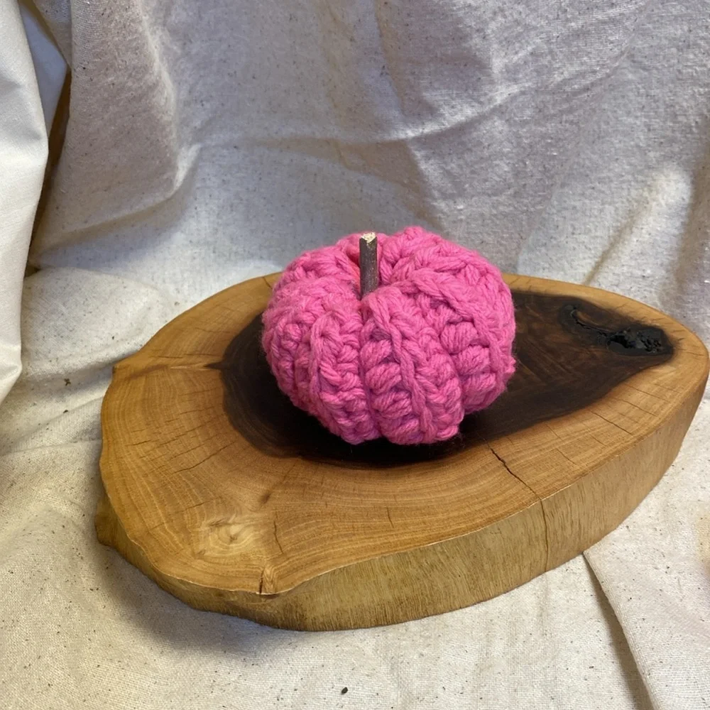Pumpkin curated pink mixed textured boho set fabric and crocheted hand made